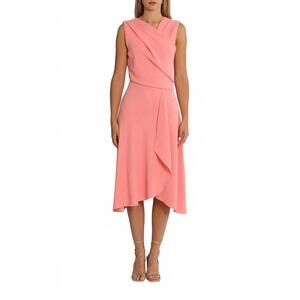 NEW REISS marling wrap front skirt v-neck midi dress in pink